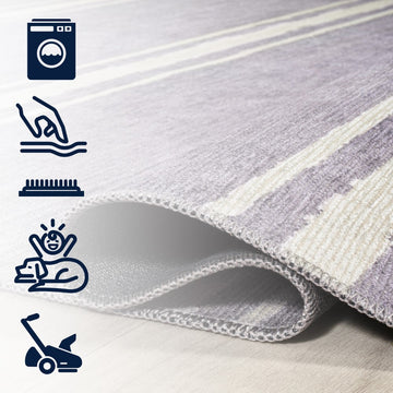 Bande Distressed Ticking Stripe Machine-washable Area Rug
